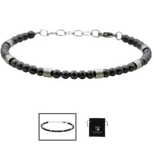 Men’s Genuine Matt Hematite Stainless Steel Bracelet BLACKJACK